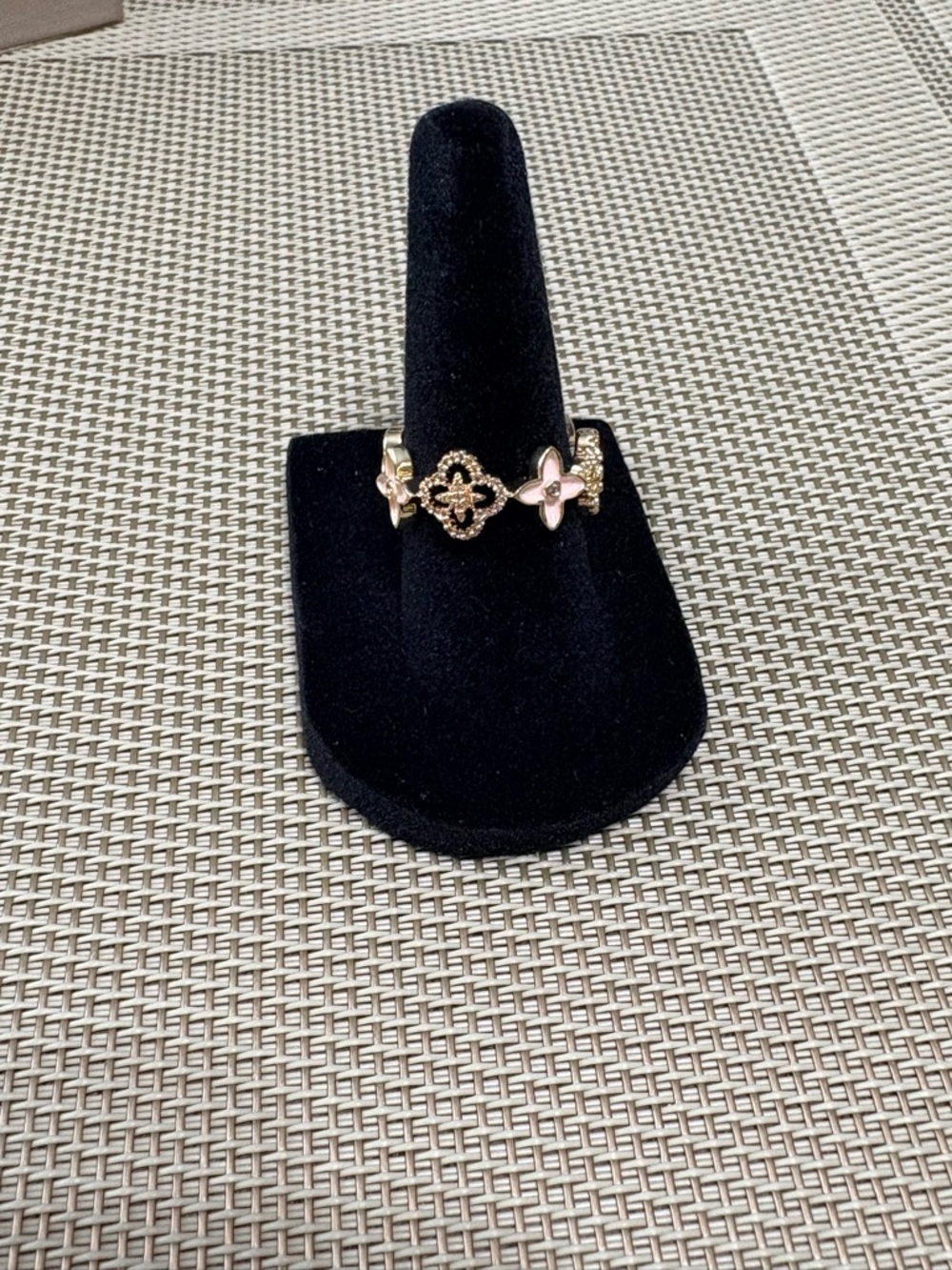 Gold-Tone Pink Flower ring- Women Jewelry